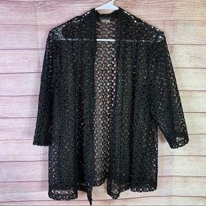 Southern Lady Black Crocheted Cardigan‎ Size L